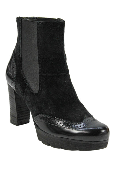 Paul Green Womens Leather Chelsea Boots Heels Black Size 3