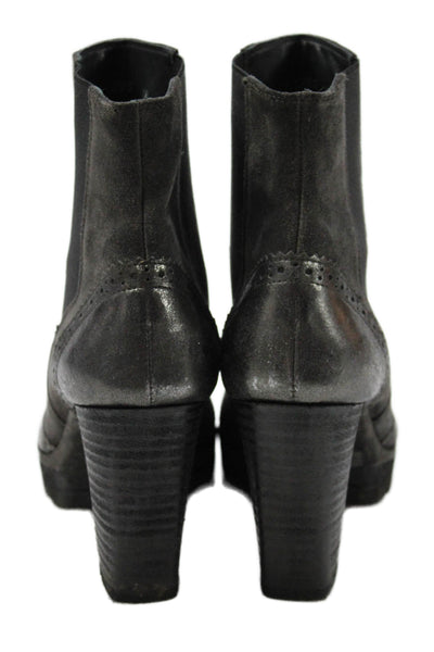 Paul Green Womens Leather Ankle Boots Heels Black Size 3