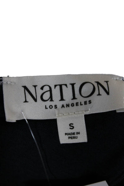 Nation Los Angeles Women Basic Pima Cotton V Neck Sleeveless Tank Blue Size S