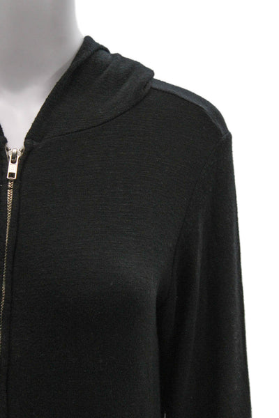 Monrow Womens Mock Neck Full Zip Hoodie Black Rayon Blend Long Sleeve Size S