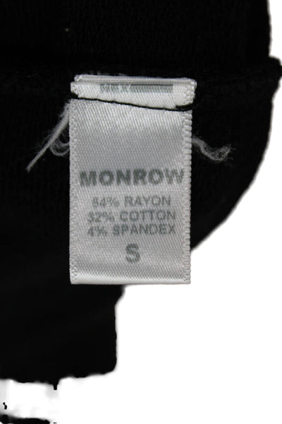 Monrow Womens Mock Neck Full Zip Hoodie Black Rayon Blend Long Sleeve Size S