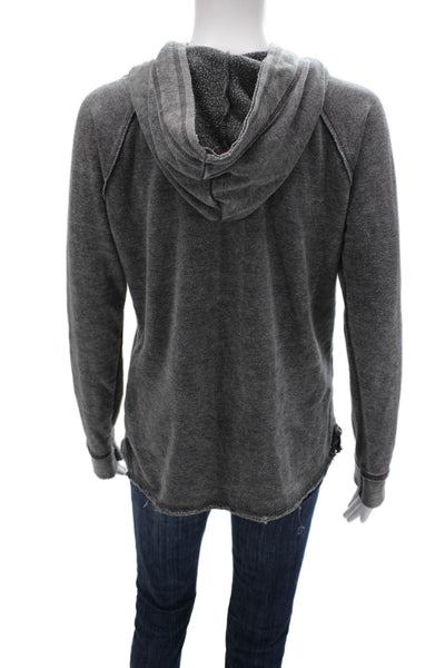 Vintage Havana Womens Pullover Hoodie Gray Henley Long Sleeve Size S