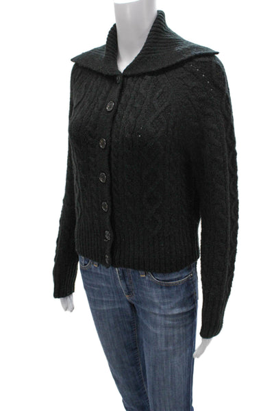 J Crew Women Cardigan Green Acrylic Collared Long Sleeve Size XS