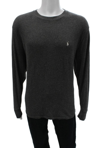 Polo Ralph Lauren Mens Long Sleeve Striped Crew Neck T-Shirt Gray Size 2XL