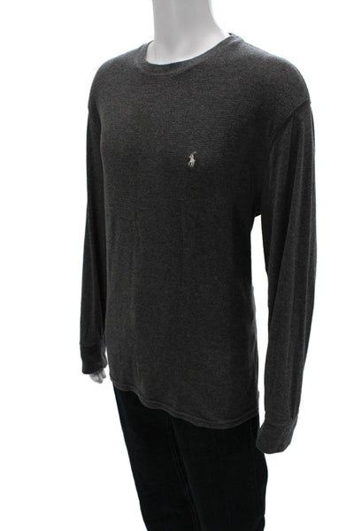 Polo Ralph Lauren Mens Long Sleeve Striped Crew Neck T-Shirt Gray Size 2XL