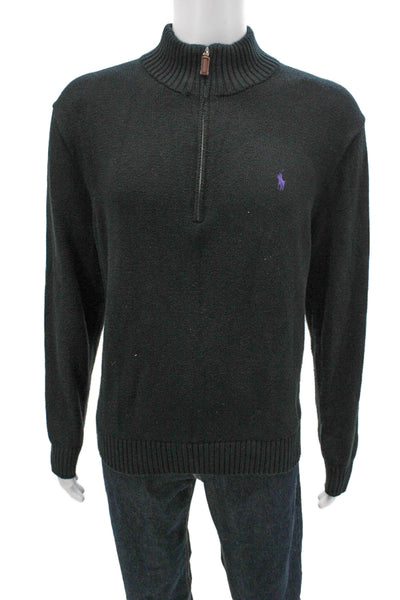 Polo Ralph Lauren Mens Pullover Sweater Green Mock Neck 100% Cotton Size 2XL