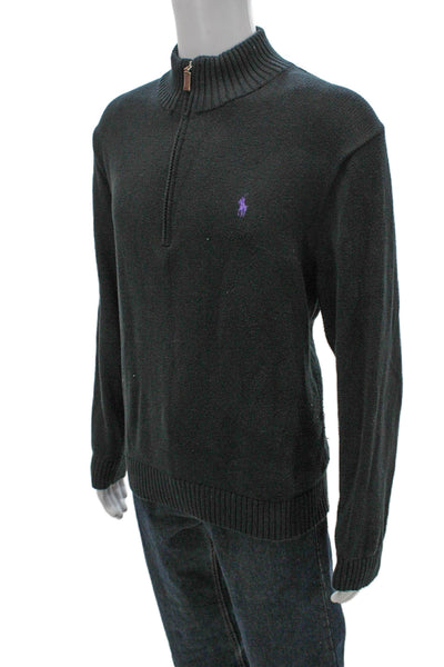 Polo Ralph Lauren Mens Pullover Sweater Green Mock Neck 100% Cotton Size 2XL
