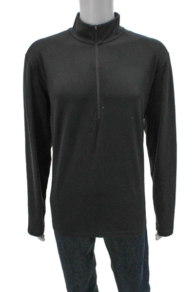 Lululemon Mens Mock Neck Long Sleeve Pullover T-Shirt Gray Polyester Size L