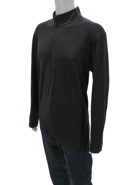 Lululemon Mens Mock Neck Long Sleeve Pullover T-Shirt Gray Polyester Size L
