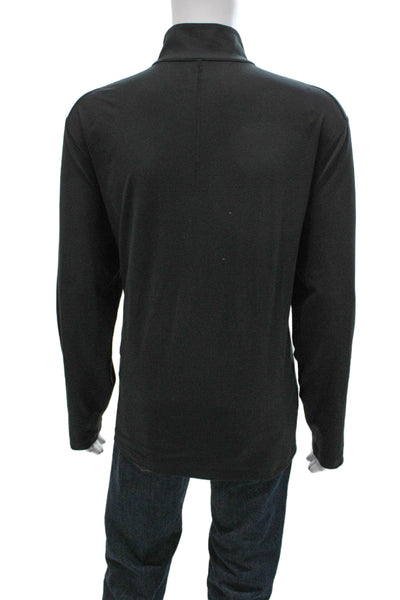 Lululemon Mens Mock Neck Long Sleeve Pullover T-Shirt Gray Polyester Size L