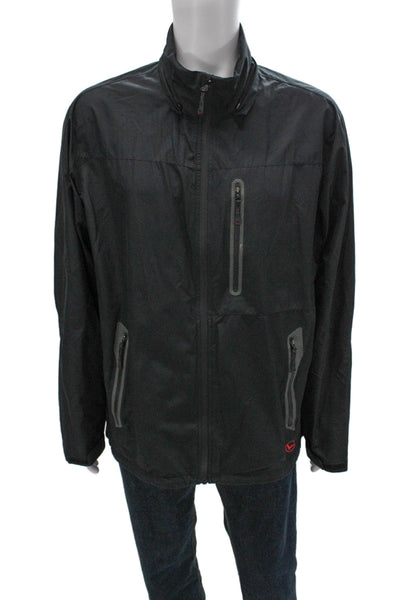 Hawke & Co Mens Windbreaker Black Zip Polyester Size XL