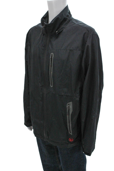 Hawke & Co Mens Windbreaker Black Zip Polyester Size XL