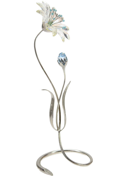 Swarovski Unisex Adult Crystal Paradise Flower Dellaria Figurine White Blue