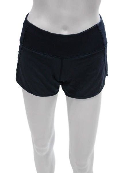 Lululemon Women Athletic Blue Shorts Synthetic Zip Size 2