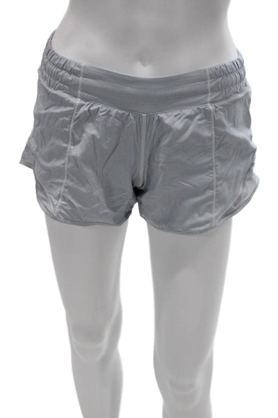 Lululemon Womens Athletic Gray Striped Polyester Shorts Summer Size 4