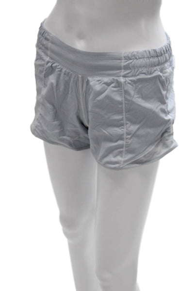 Lululemon Womens Athletic Gray Striped Polyester Shorts Summer Size 4