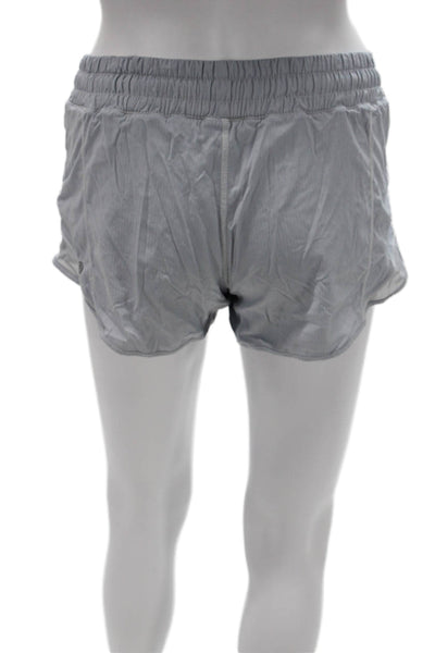 Lululemon Womens Athletic Gray Striped Polyester Shorts Summer Size 4