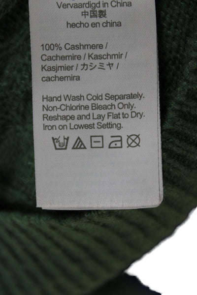 J Crew Womens Cashmere Cable Knit Pullover Sweater Green Crew Neck Size XS