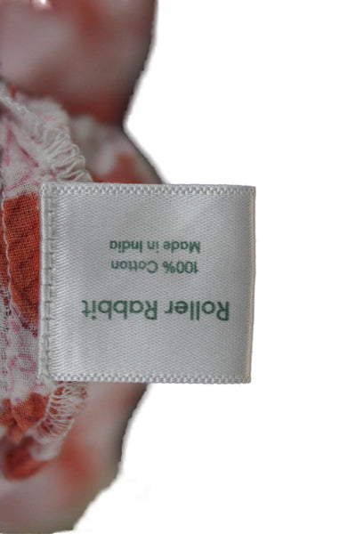 Roller Rabbit Womens Tunic Blouse Multicolor V Neck Geometric Cotton Size XS