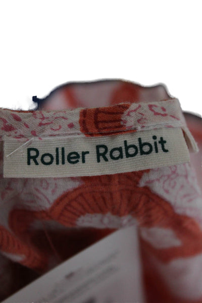 Roller Rabbit Womens Tunic Blouse Multicolor V Neck Geometric Cotton Size XS
