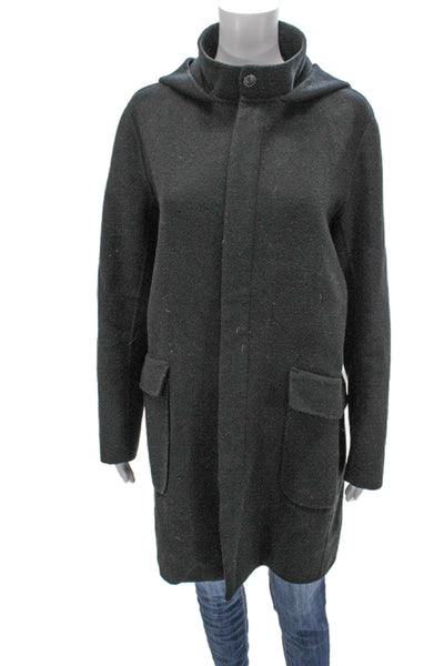 Theory Women Gray Wool Cashmere Overcoat Button Solid Size S