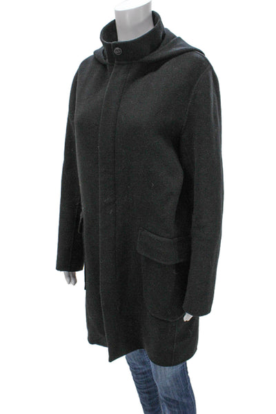 Theory Women Gray Wool Cashmere Overcoat Button Solid Size S