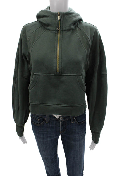 Lululemon Womens Pullover High Neck Cotton Blend Green Long Sleeve Size XS