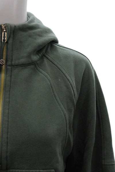 Lululemon Womens Pullover High Neck Cotton Blend Green Long Sleeve Size XS