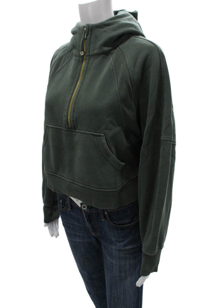 Lululemon Womens Pullover High Neck Cotton Blend Green Long Sleeve Size XS