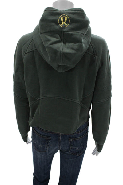 Lululemon Womens Pullover High Neck Cotton Blend Green Long Sleeve Size XS