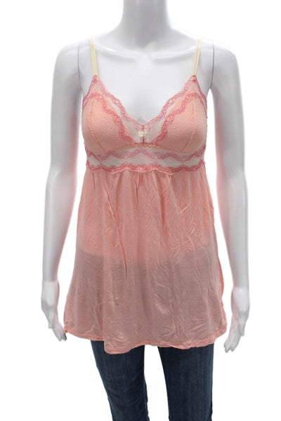 Eberjey Women Pink Rayon V-Neck Cami Pajama Top Sleeveless Lingerie Size M