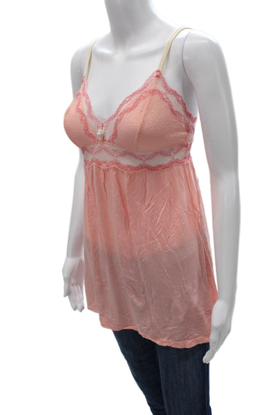 Eberjey Women Pink Rayon V-Neck Cami Pajama Top Sleeveless Lingerie Size M