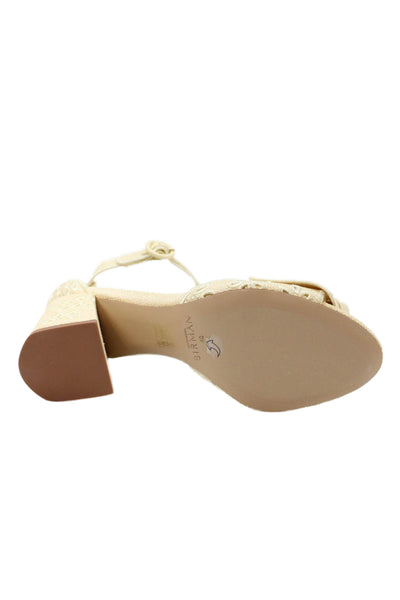 Alexandre Birman Womens Block Heel Embroidered Ankle Strap Sandals Beige 40