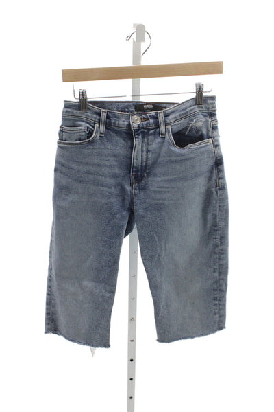 Hudson Unisex Bermuda Shorts Blue Button Size 26