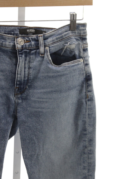 Hudson Unisex Bermuda Shorts Blue Button Size 26