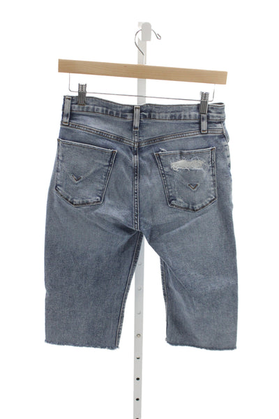Hudson Unisex Bermuda Shorts Blue Button Size 26