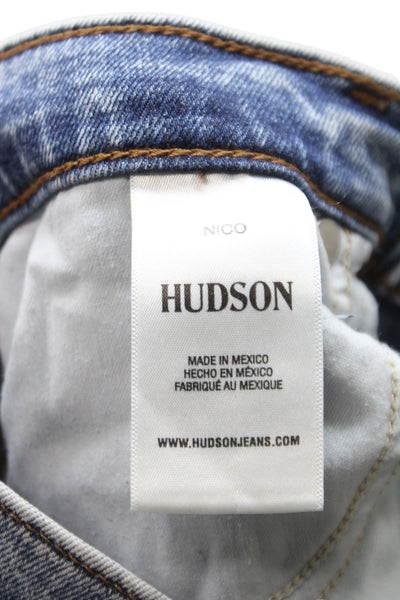 Hudson Unisex Bermuda Shorts Blue Button Size 26