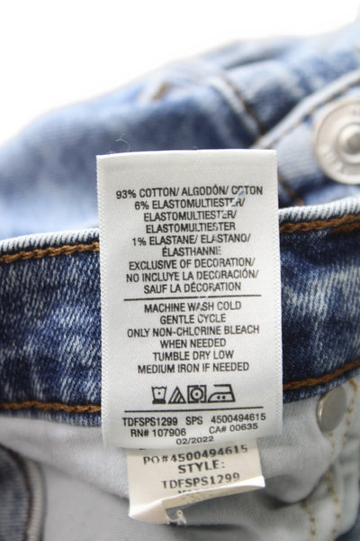 Hudson Unisex Bermuda Shorts Blue Button Size 26