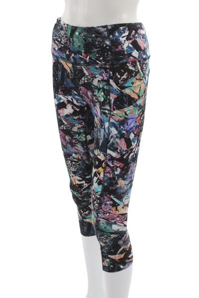 Lululemon Women Capri Leggings Black Nylon Graphic Print Size 4