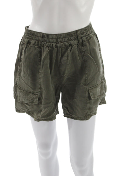 Sanctuary Unisex Cargo Shorts Green Lyocell Size XS