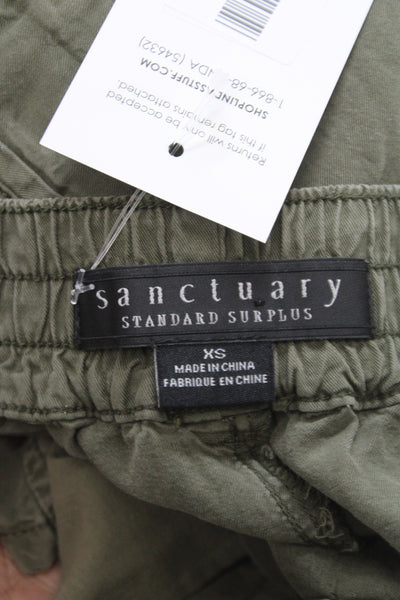 Sanctuary Unisex Cargo Shorts Green Lyocell Size XS