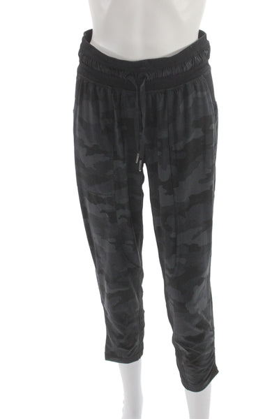 Lululemon Womens Cropped Jogger Pants Black Camo Drawstring Size 4