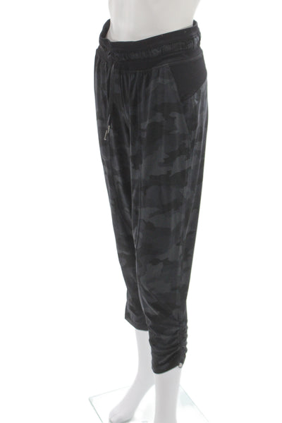 Lululemon Womens Cropped Jogger Pants Black Camo Drawstring Size 4