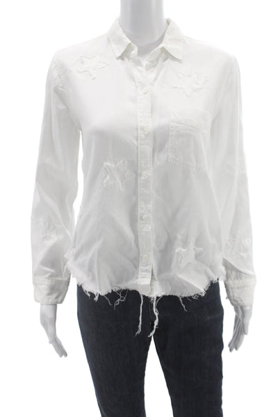 Rails Womens Collared Button Up Long Sleeve Star Print Tencel Petite Size XS