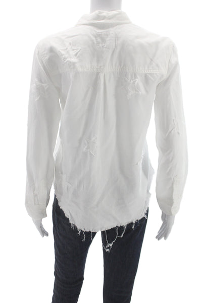 Rails Womens Collared Button Up Long Sleeve Star Print Tencel Petite Size XS