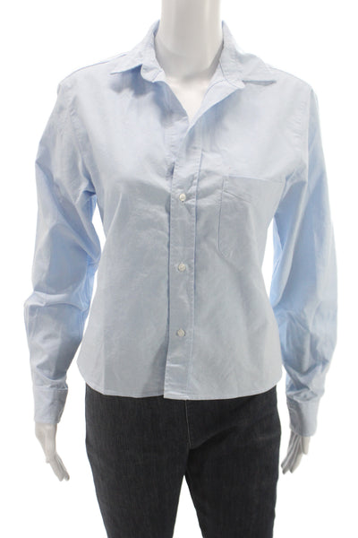 Frank & Eileen Womens Light Blue Cotton Collared Button Up Long Sleeve Size XS