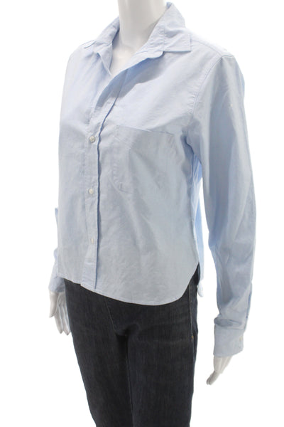Frank & Eileen Womens Light Blue Cotton Collared Button Up Long Sleeve Size XS