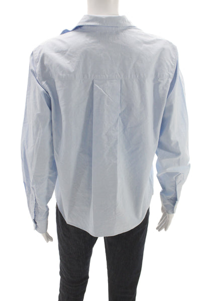 Frank & Eileen Womens Light Blue Cotton Collared Button Up Long Sleeve Size XS