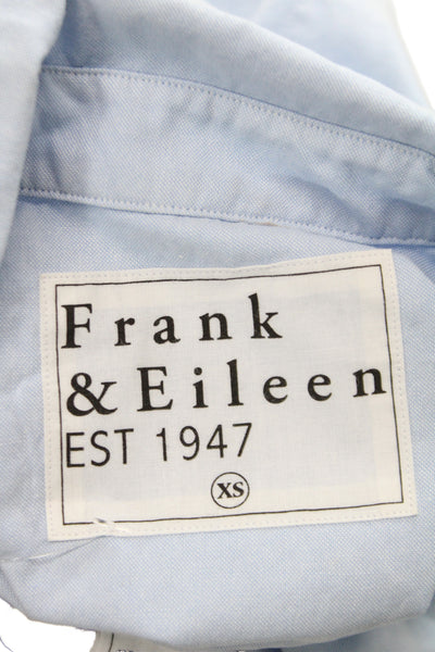 Frank & Eileen Womens Light Blue Cotton Collared Button Up Long Sleeve Size XS