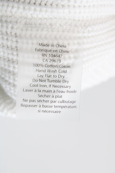 Kinross Womens Pullover Hoodie White V-Neck Cotton Drawstring Size S